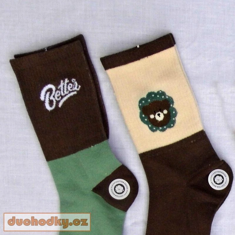 Pánské bavlněné Sportovní ponožky hnědo zelené