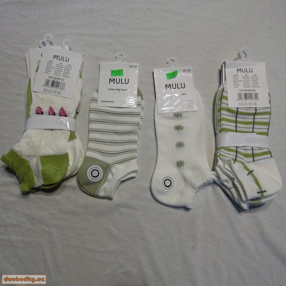 Dámské bavlněné kytičkové 3D ponožky Mulu zelené