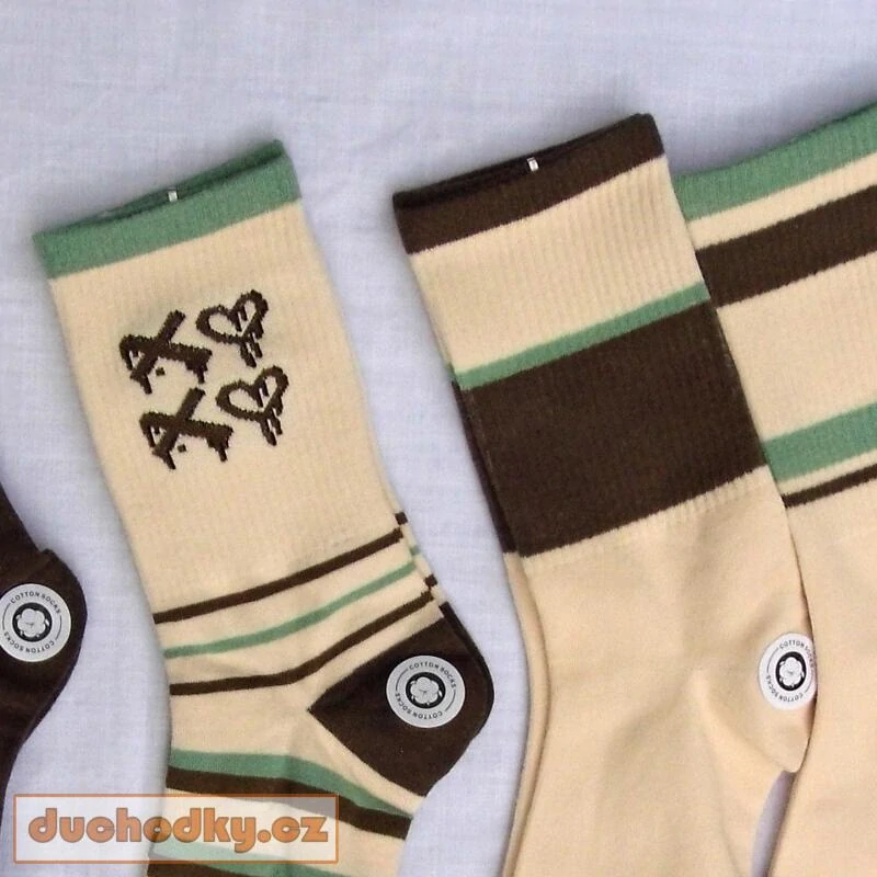 Pánské bavlněné Sportovní ponožky hnědo zelené