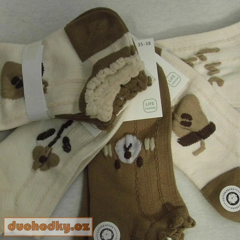 Dámské bavlněné 3D ponožky hnědé