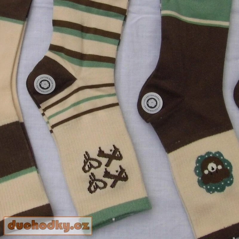 Pánské bavlněné Sportovní ponožky hnědo zelené