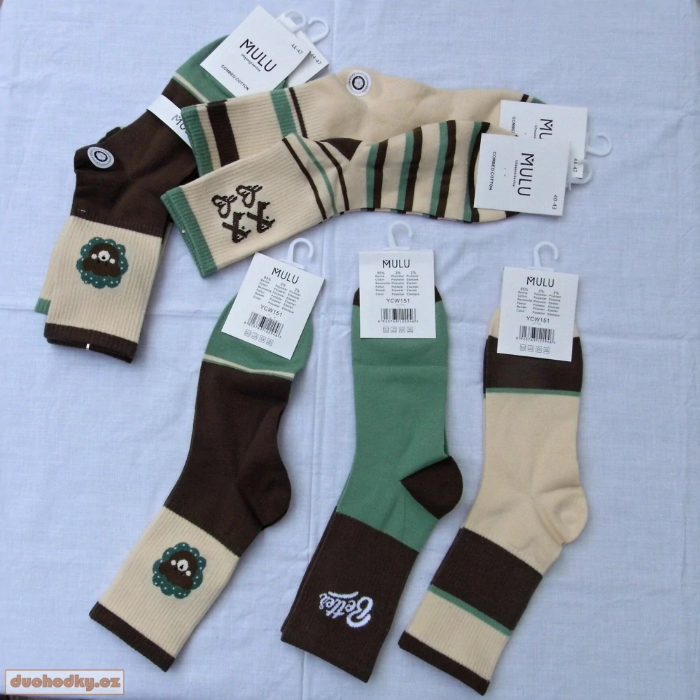 Pánské bavlněné Sportovní ponožky hnědo zelené