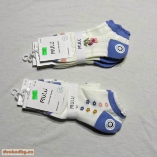 Dámské bavlněné kytičkové 3D ponožky modré